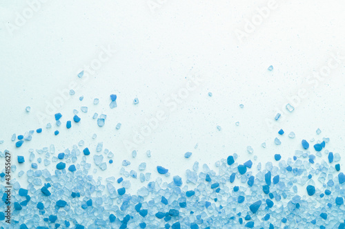 turquoise and blue salt crystals depicting the spray of the sea and waves