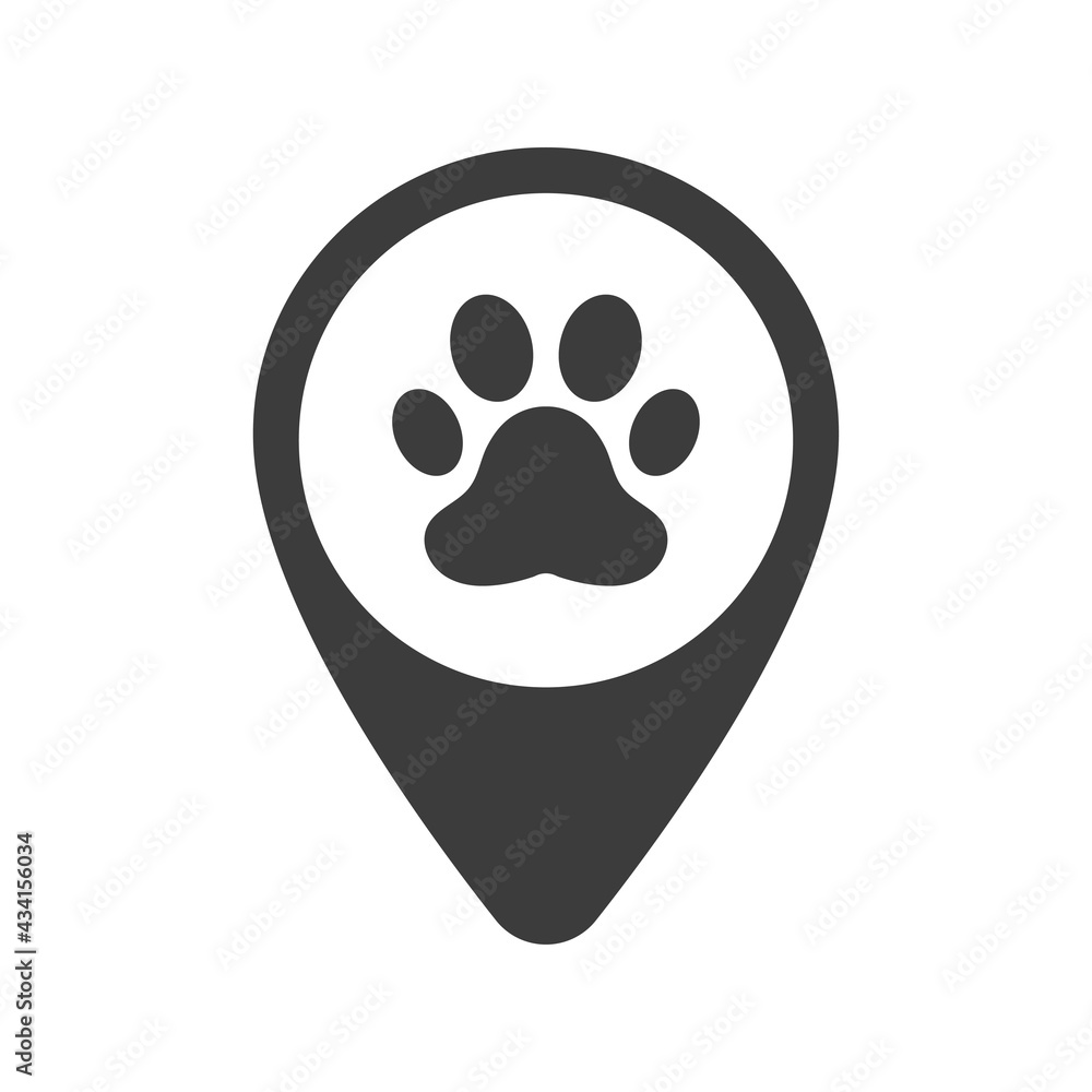 Location vector icon, animal paw. Website design and development, application development. Illustration Location vector icon, animal paw. Website design and development, application development. Illustration