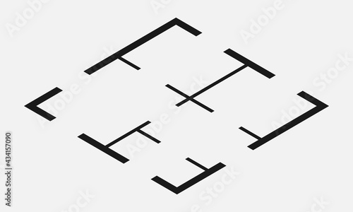 Isometric floor plan simple flat vector icon isolated on white background.