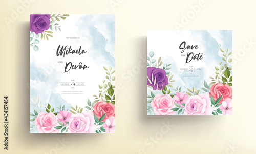 Beautiful floral wedding invitation card design