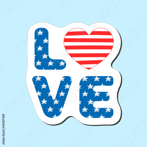 USA Independence Day stickers. 4th of July. i love America. executed illustration in cartoon style
