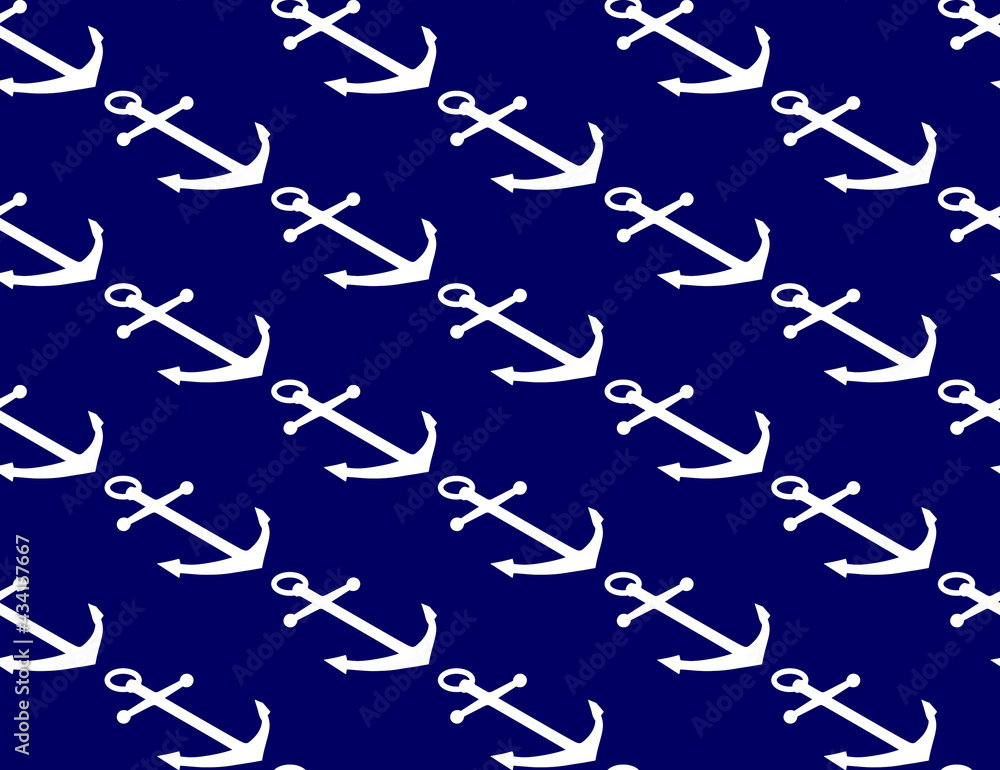Anchor seamless pattern on navy blue isometric background. Nautical concept, 3d illustration Anchor seamless pattern on navy blue isometric background. Nautical concept, 3d illustration