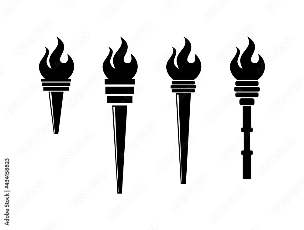 torch vector collection, set of flame torch vector collection, set of flame