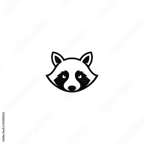 raccoon head  line art monoline logo vector icon