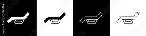 Set Sunbed icon isolated on black and white background. Sun lounger. Vector