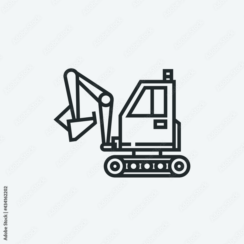 Bulldozer vector icon illustration sign