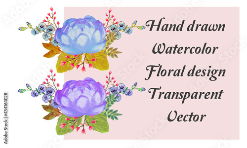 Hand made watercolor floral vector - editable photo