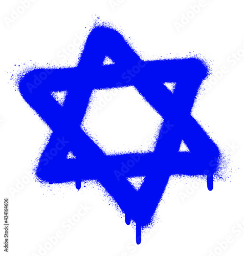Isolated SIX-POINTED STAR. Jewish religious and national symbol. Spray paint graffiti.