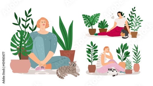 House garden, girl relax set