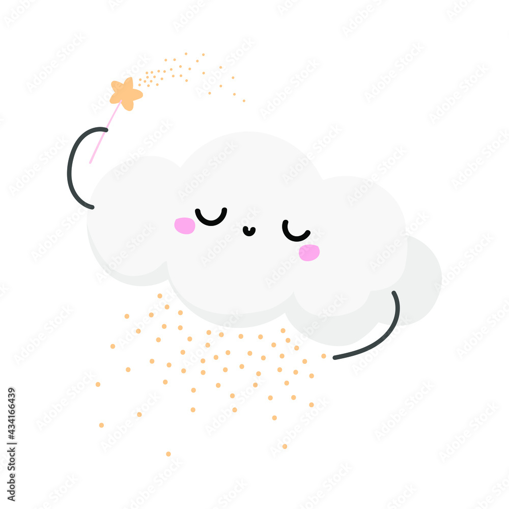 cloud with magic wand on the white background cloud with magic wand on the white background