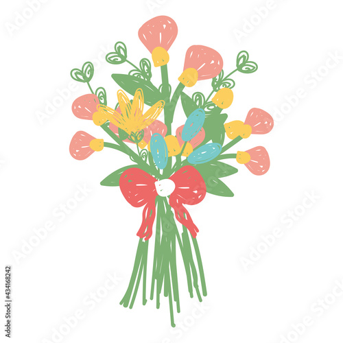 Bouquet of flowers in hand drawn style. Vector illustration.