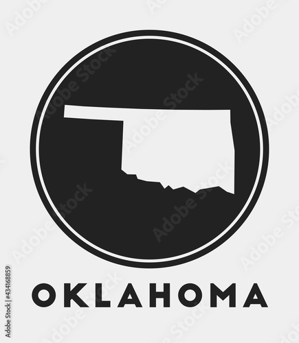 Oklahoma icon. Round logo with US state map and title. Stylish Oklahoma badge with map. Vector illustration.