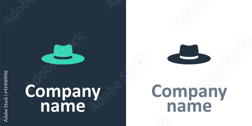 Logotype Gardener, farmer or agricultural worker hat icon isolated on white background. Logo design template element. Vector