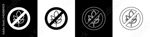 Set Gluten free grain icon isolated Set background. No wheat sign. Food intolerance symbols. Vector