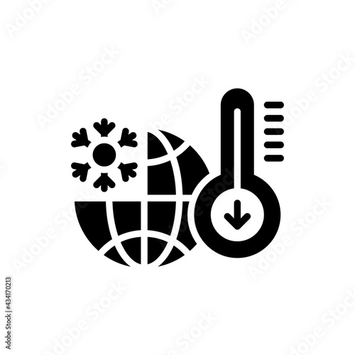 Lowering Temperature vector Solid icon style illustration. EPS 10 File