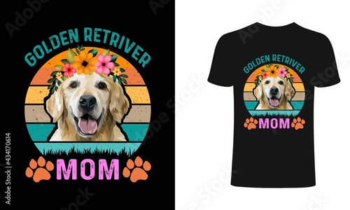 Golden retriver mom t shirt design. Mom Dog t shirt design. Dog retro clothes t shirt design concept, Print for posters, clothes.