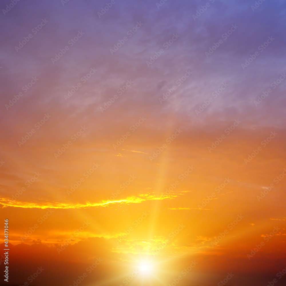 Fototapeta premium Scenic orange sunset sky background