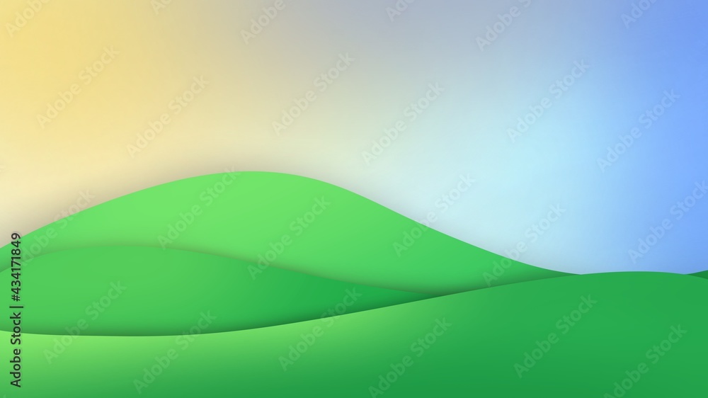 Abstract Grassland and mountain views Paper cut multi layers Background ,concept design or flowing liquid  template , illustration wallpaper