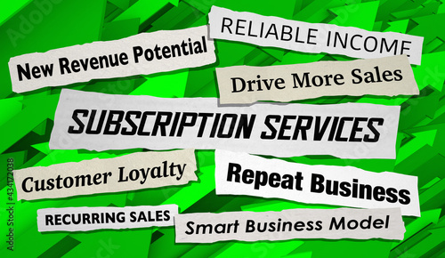 Subscription Services News Headlines Recurring Business Model Sales 3d Illustration