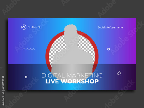 Live streaming workshop youtube thumbnail & video thumbnail template	
