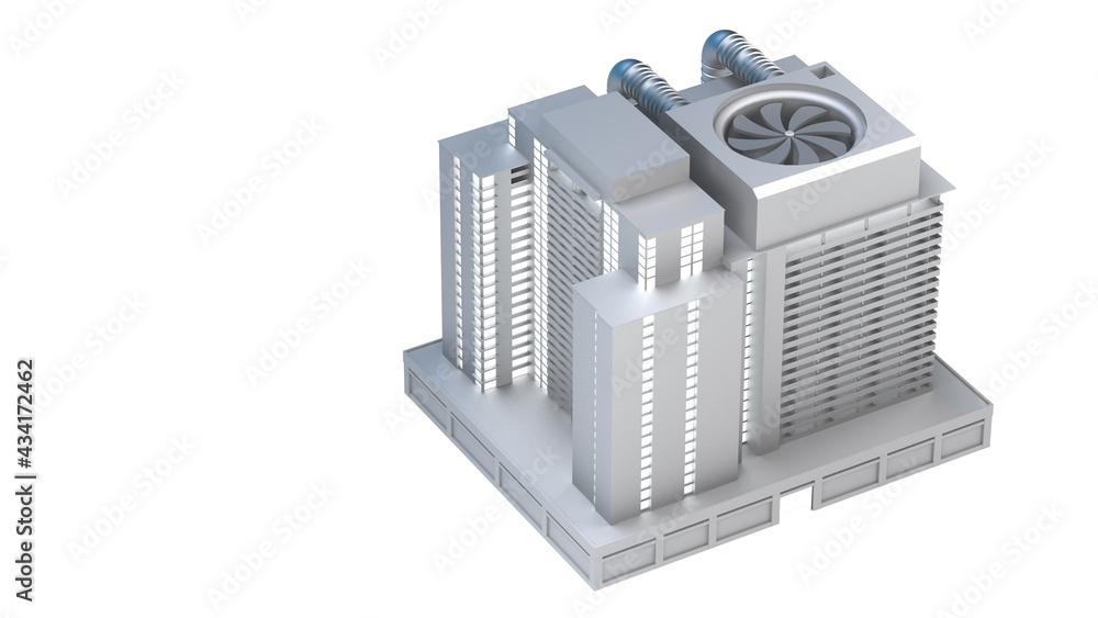 multi-storey building with large rooftop air conditioning multi-storey building with large rooftop air conditioning