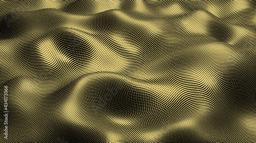 Abstract golden wave vector background made in engrave style. Golden luxury background design.
