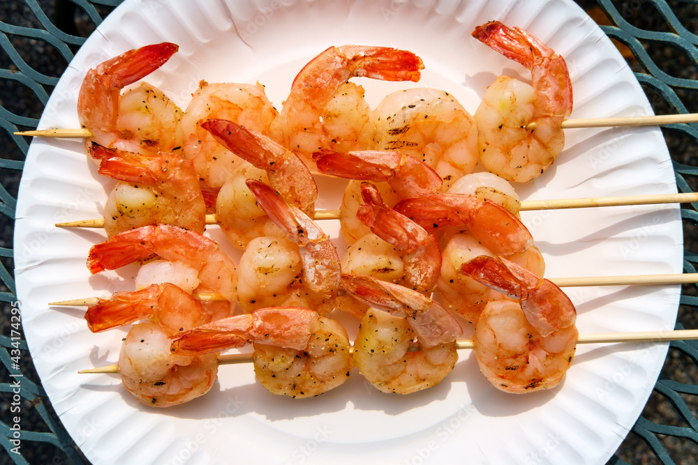 Shrimp Kebabs Paper Plate Shrimp Kebabs Paper Plate
