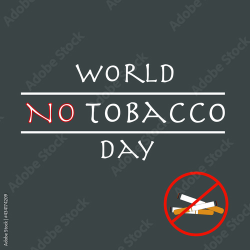 No Tobacco Day in the World for education and awareness for smoking and use of tobacco drugs grey square background. 