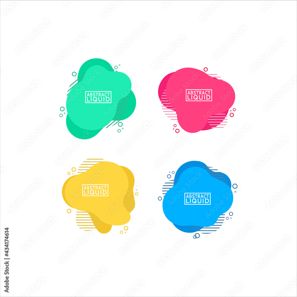 set of colorful fluid abstract geometric shapes with lines and dots for backdrops and banners.