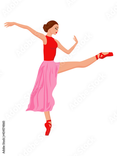Gentle lady dancer in red and pink