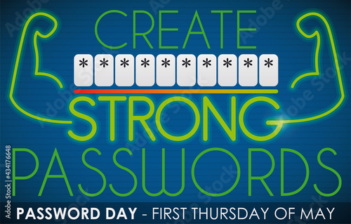 Input Password Box with Muscles promoting Password Day Celebration, Vector Illustration