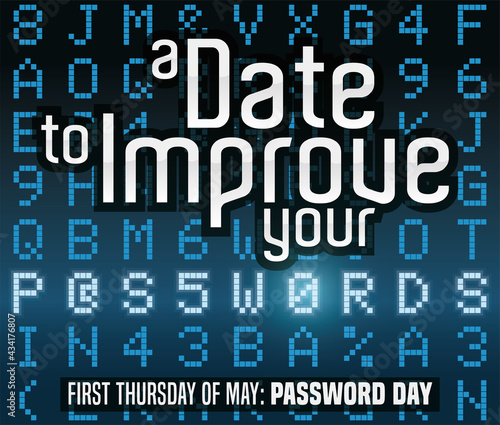 Coded Message promoting Password Improvement in Its Day, Vector Illustration