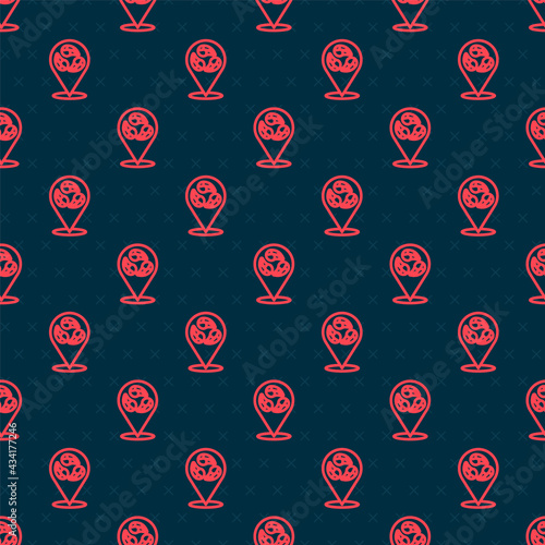 Red line Vegan food diet icon isolated Red line background. Organic, bio, eco symbol. Vegan, no meat, lactose free, healthy, fresh and nonviolent food. Vector