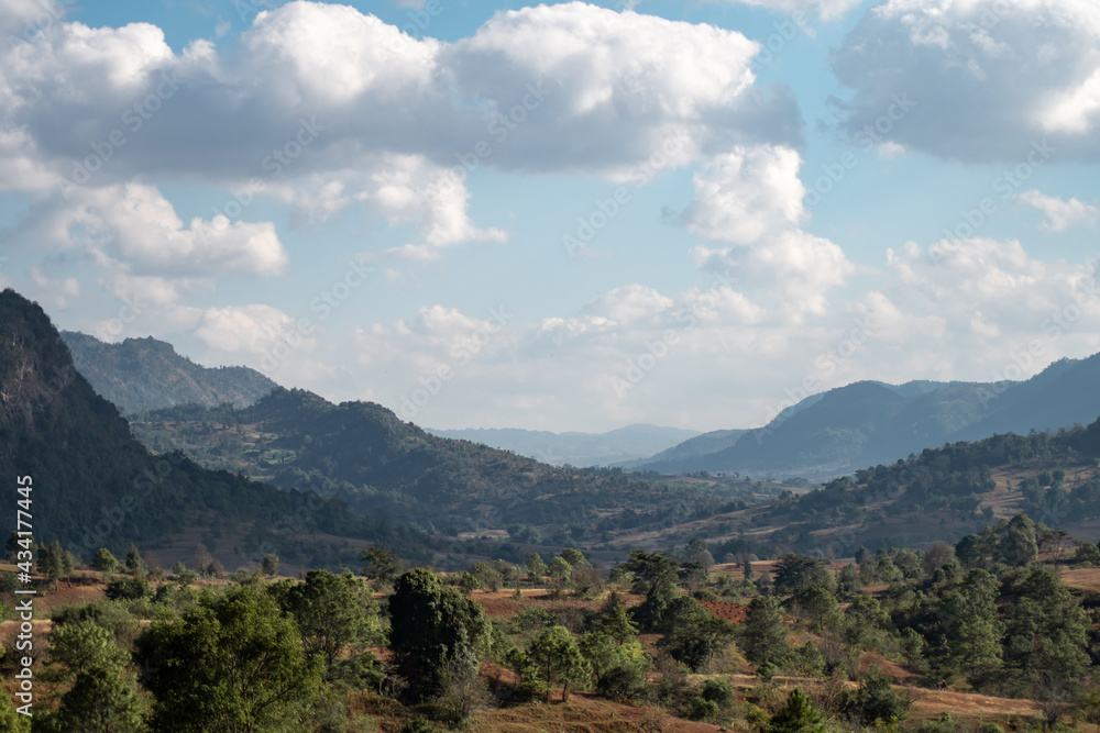 Beautiful valley landscape in magical Myanmar