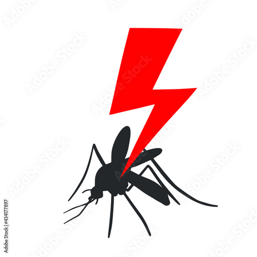 Warning dengue fever sign with mosquitos. Dangerous mosquito. Drinking blood vector design. Ideal for informational and institutional related sanitation and care.