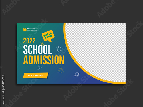 Kids School Admission YouTube thumbnail & video thumbnail template.