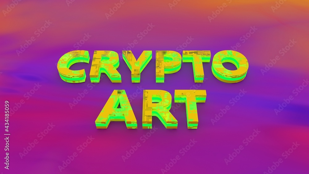 Fototapeta premium Colorful Crypto currency concept. Non Fungible Token with light on abstract background. 3d Rendering. 