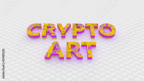 Colorful Crypto currency concept. Non Fungible Token with light on abstract background. 3d Rendering. 