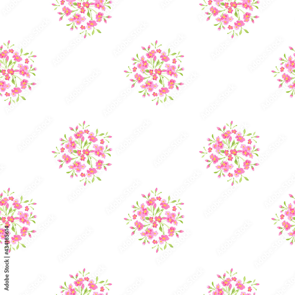 Watercolor small pink flowers background. Seamless pattern Watercolor small pink flowers background. Seamless pattern
