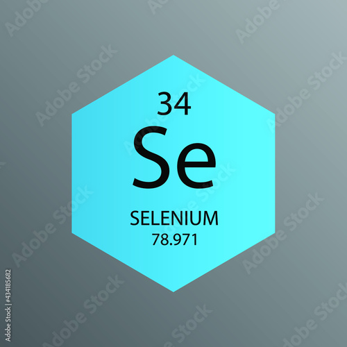 Se Selenium Non reactive metal Chemical Element Periodic Table. Hexagon vector illustration, simple clean style Icon with molar mass and atomic number for Lab, science or chemistry education.