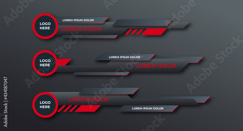 Three geometric lower third banners set design. Modern geometric lower third banner template design. Colorful lower thirds set template vector. Modern, simple, clean design style