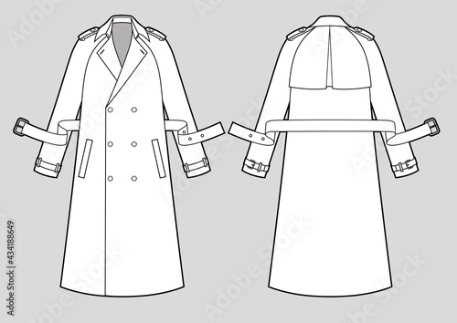 Classic Trench Coat Vector Template