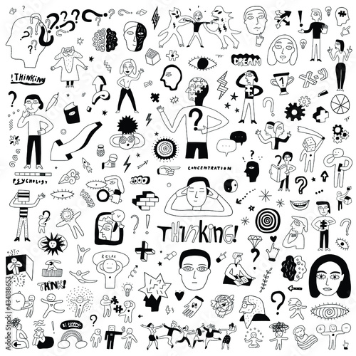 psychology thinking doodle set background