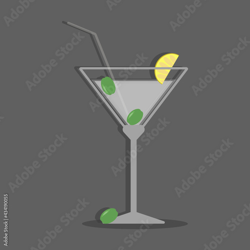 martini glass with olives. vector graphics