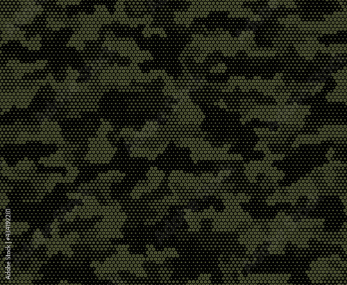 Camouflage digital khaki vector background, modern trendy camouflage for printing clothes, fabric.