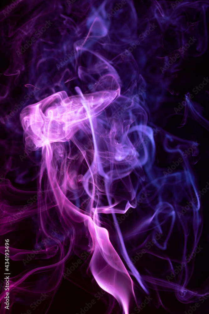 Multicolor Smoke painting on Black Background. Abstract.