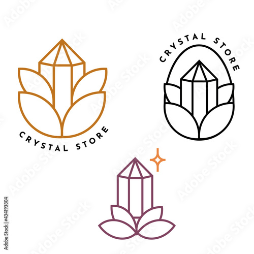 Ilustración de logotipo minimalista de cristal cuarzos premium tienda  (ID: 434193804)