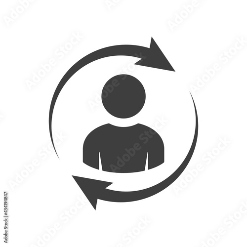 Employee update icon. Personnel change and Staff updating icon. Businessman replacement and rotating arrows