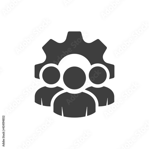 Employee training icon. Business training icon. Gear with people vector. Employee management concept