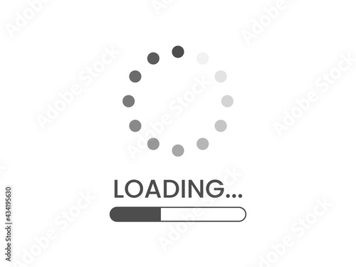 Loading bar icon on white backdrop. Load circle and line. Progress visualization. Download concept. Website upload status. Vector illustration